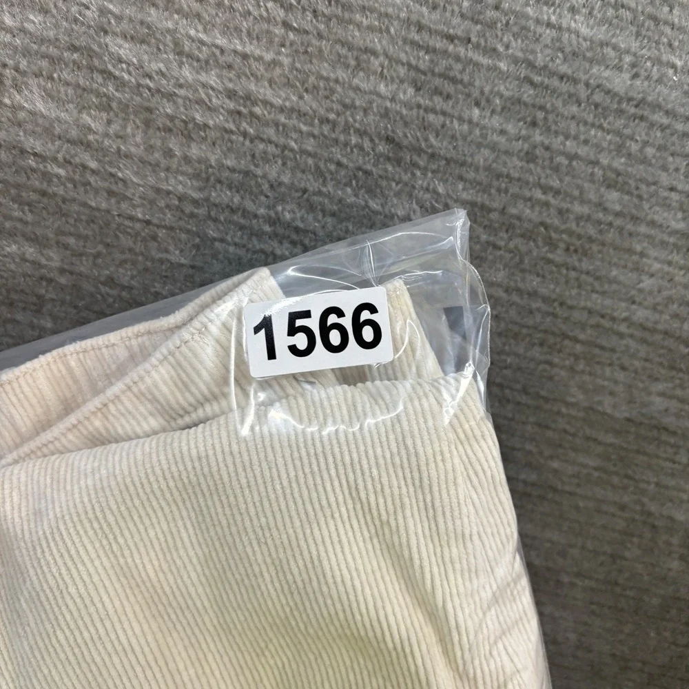 Rhythm Corduroy Pants Womens XS Pleated Front High Waist Off White Straight Leg‎